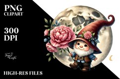 Cute Baby GNOME with Carnation Floral Ornament PNG Product Image 2