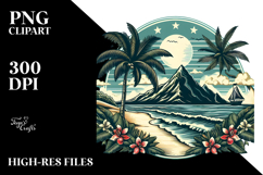 Retro Tropical Beach Clipart Product Image 2