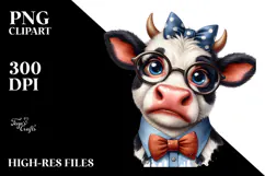 Disgusted Cow with Bow and Tie PNG Product Image 2