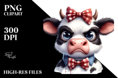 Disgusted Cow with Bow and Tie PNG Product Image 2