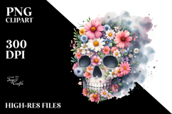 Colorful Skull with Spring Flowers, PNG Product Image 2