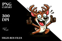 Silly Cartoon Deer, Excited PNG Product Image 2