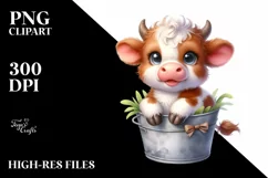 Cute Baby Highland Cow Smiling Recipient | Clipart Product Image 1