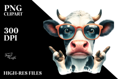 Contempt Cow with Sunglasses, PNG Product Image 2