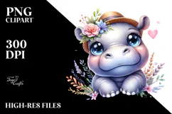 Energetic Baby Hippo with Big Eyes PNG Product Image 2