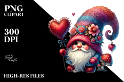 Valentine&#039;s Gnome with Heart Sunglasses, High-Res PNG Product Image 2