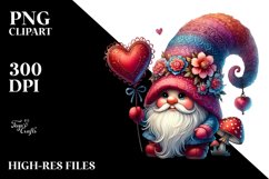 Detailed Valentines Gnome Showing Heart Sign PNG Product Image 2