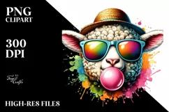 Quirky Colored Lamb Portrait | Sublimation | PNG Clipart Product Image 3