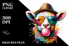 Quirky Colored Lamb Portrait | Sublimation | PNG Clipart Product Image 3