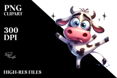 Goofy Cartoon Cow Dancing, PNG Product Image 2