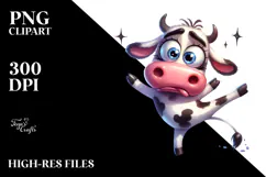 Goofy Cartoon Cow Dancing, PNG Product Image 2