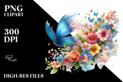 Colorful Butterfly with Spring Flowers PNG Product Image 2
