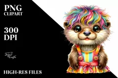 Colorful Baby Otter Dressed for Summer | Clipart Product Image 1