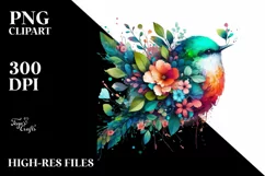 Vibrant Abstract 3D Flowers Bird PNG Product Image 1