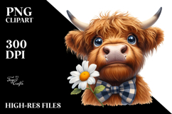 Highland Cow Portrait with Flower Product Image 2