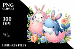 Watercolor Colorful Whale Easter Clipart |T-shirt, Mug Product Image 3
