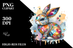 Watercolor Colorful Bunny Made of Diamonds PNG Product Image 2