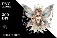 detailed Watercolor Boho Fairy | Sublimation | Clipart Product Image 3
