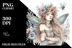 detailed Watercolor Gothic Fairy | Sublimation | Clipart Product Image 1