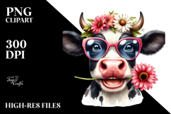 Happy Cow with Sunglasses PNG Product Image 2