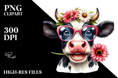 Happy Cow with Sunglasses PNG Product Image 2