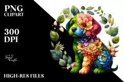 Vibrant Abstract 3D Flowers Puppy PNG Product Image 1