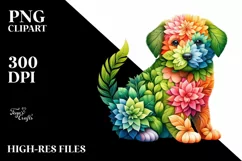 Vibrant Abstract 3D Flowers Puppy PNG Product Image 3