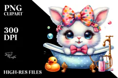Baby Bunny in Bathtub PNG Product Image 2