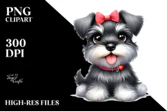 Watercolor Cute Miniature Schnauzer with Big Eyes, PNG Product Image 2