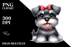 Watercolor Cute Miniature Schnauzer with Big Eyes, PNG Product Image 2