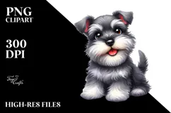 Watercolor Cute Miniature Schnauzer with Big Eyes, PNG Product Image 2