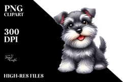 Watercolor Cute Miniature Schnauzer with Big Eyes, PNG Product Image 2