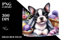 Watercolor Baby Boston Terrier, Cute PNG Product Image 2