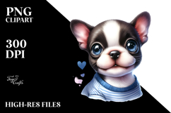 Watercolor Baby Boston Terrier, Cute PNG Product Image 2