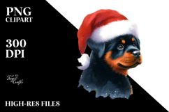 Rottweiler with Santa Hat PNG Product Image 2