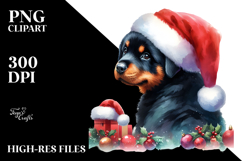 Rottweiler with Santa Hat PNG Product Image 2