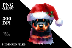 Rottweiler with Santa Hat PNG Product Image 2