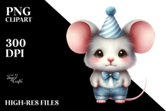 Shy Baby Mouse Party Hat | Watercolor Clipart Product Image 2