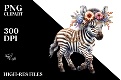 Digital Watercolor Adorned Baby Zebra, High-Res PNG Product Image 2