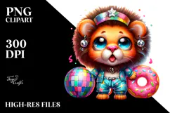 Baby Lion in Disco Ball PNG Product Image 2