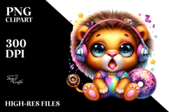 Baby Lion in Disco Ball PNG Product Image 2