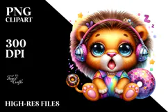 Baby Lion in Disco Ball PNG Product Image 2