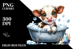 Smiling Highland Cow with Bubbles, PNG Product Image 2