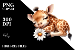 Sleeping Baby Giraffe PNG Product Image 2