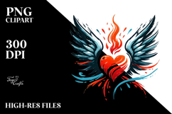 Heart with Wings, Paintbrush Style PNG Product Image 2