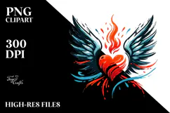 Heart with Wings, Paintbrush Style PNG Product Image 2