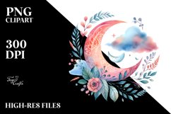 Vibrant Boho Moon with Foliage Clouds Product Image 3