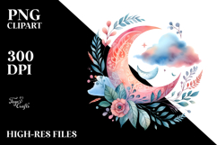 Vibrant Boho Moon with Foliage Clouds Product Image 2