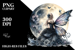 Gothic Fairy on Moon PNG Product Image 2
