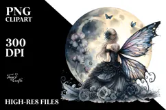Gothic Fairy on Moon PNG Product Image 2